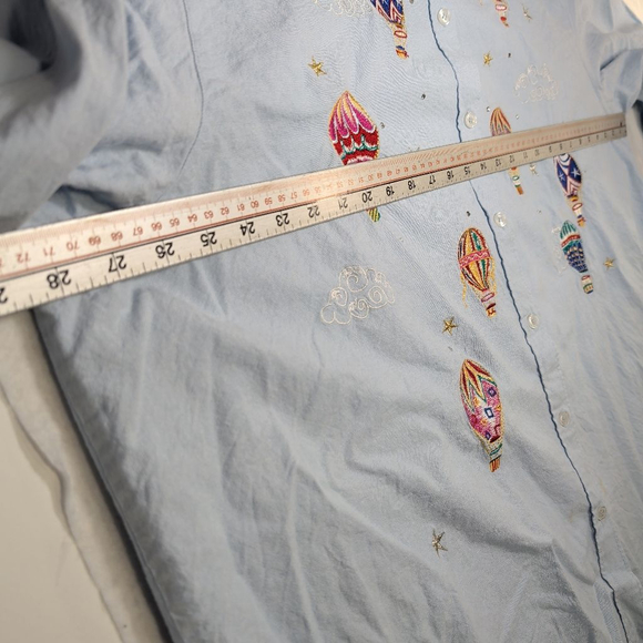 Women's The Quacker Factory Light Blue Hot Air Balloon Button Down 3X - Picture 15 of 16